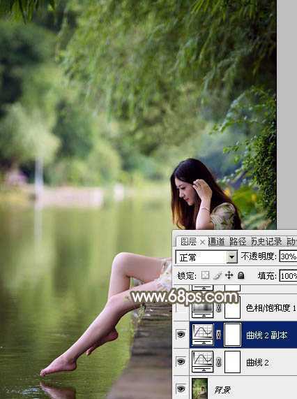 ‘Photoshop将河景美女图片打造甜美的红褐色‘