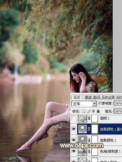 ‘Photoshop将河景美女图片打造甜美的红褐色‘