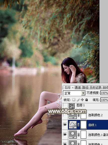 ‘Photoshop将河景美女图片打造甜美的红褐色‘