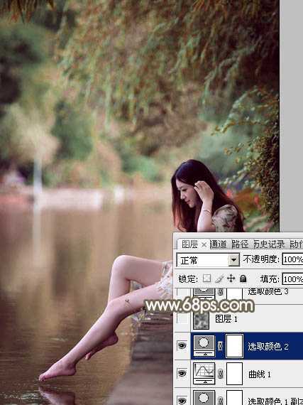‘Photoshop将河景美女图片打造甜美的红褐色‘