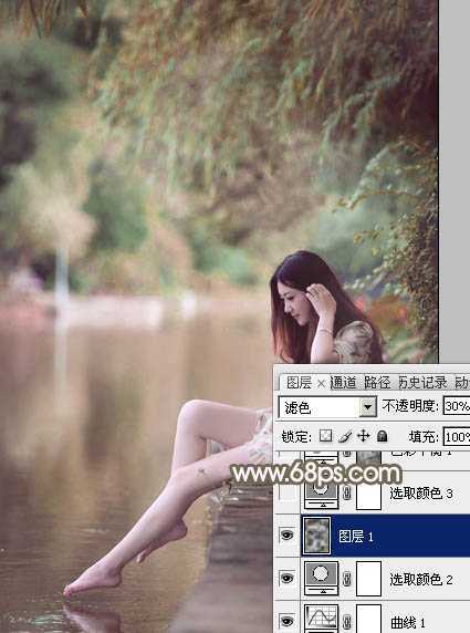 ‘Photoshop将河景美女图片打造甜美的红褐色‘