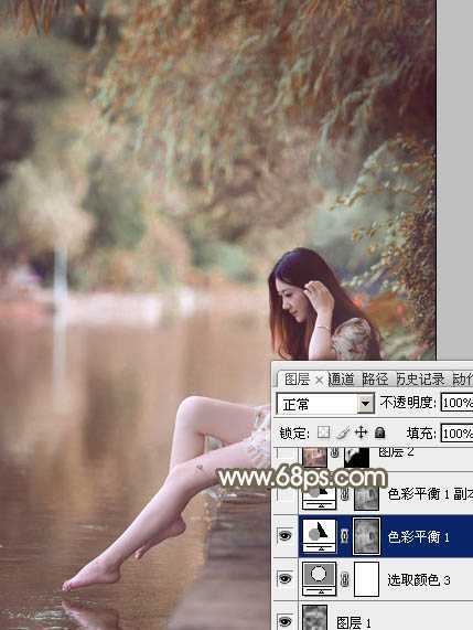 ‘Photoshop将河景美女图片打造甜美的红褐色‘