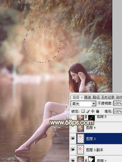 ‘Photoshop将河景美女图片打造甜美的红褐色‘