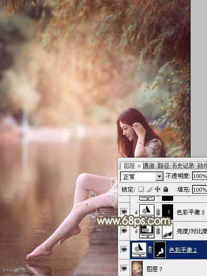 ‘Photoshop将河景美女图片打造甜美的红褐色‘
