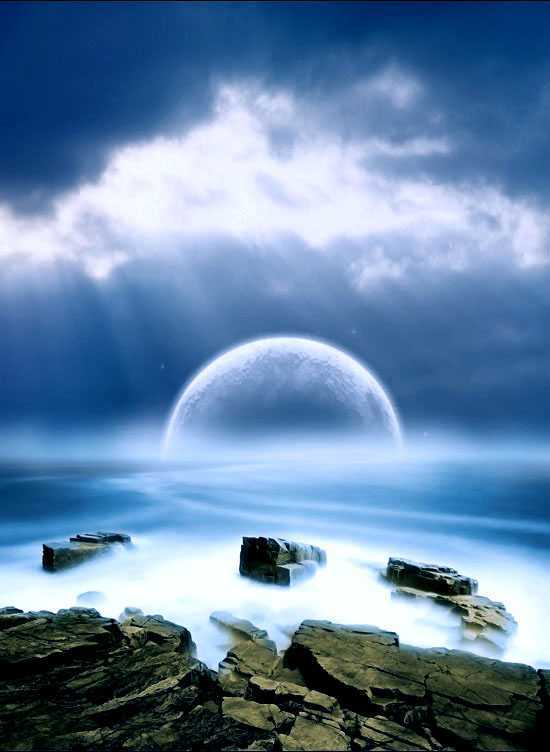 ‘photoshop合成梦幻的海上明月‘