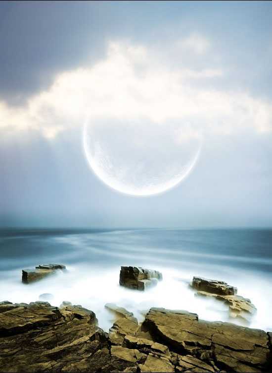 ‘photoshop合成梦幻的海上明月‘