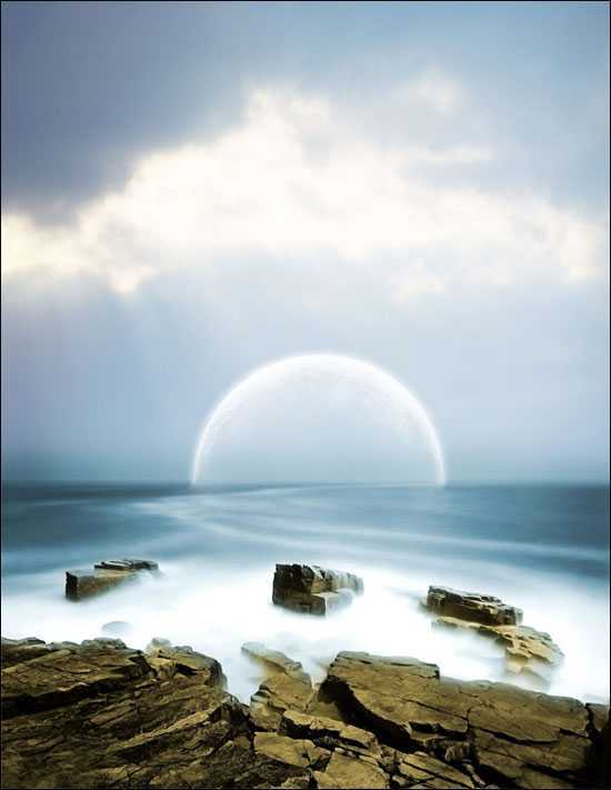 ‘photoshop合成梦幻的海上明月‘