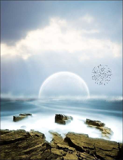 ‘photoshop合成梦幻的海上明月‘