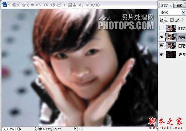 ‘photoshop使用高低频为严重偏暗的人物图片修复美磨皮‘