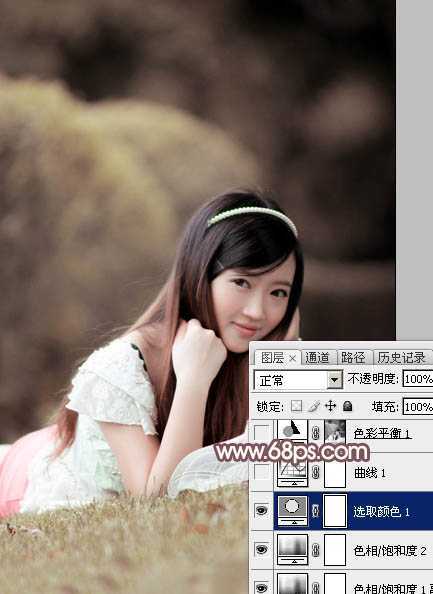 ‘Photoshop打造柔和的古典红褐色外景美女图片‘