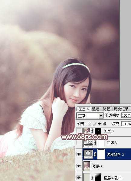 ‘Photoshop打造柔和的古典红褐色外景美女图片‘
