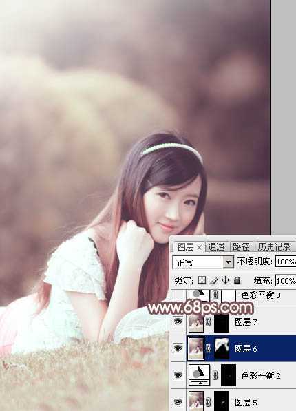 ‘Photoshop打造柔和的古典红褐色外景美女图片‘