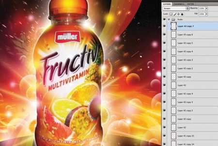 ‘Photoshop制作绚丽的饮料宣传海报‘