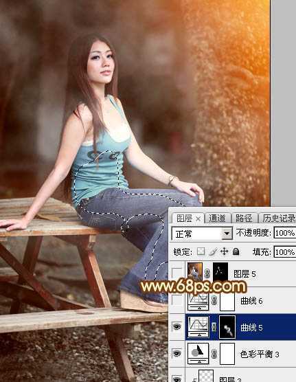 ‘Photoshop为外景美女加上唯美的中性红褐色‘