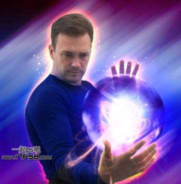 ‘Photoshop为帅哥加上超炫的魔法能量水晶球‘