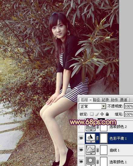 ‘Photosho将给树荫下的美女图片增加上漂亮的橙褐色效果‘
