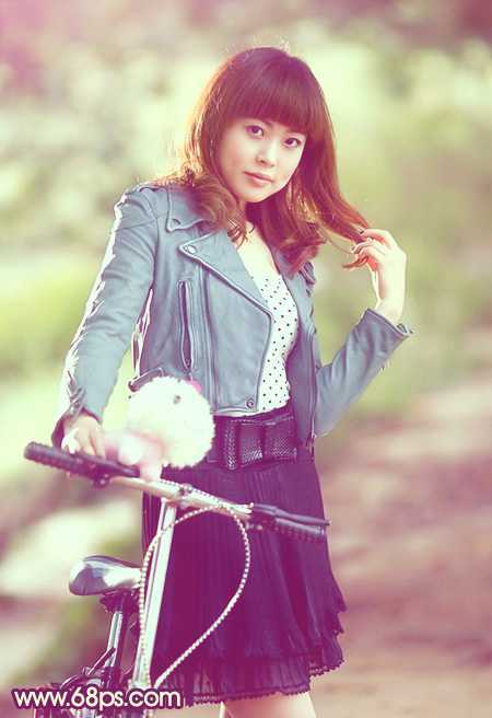 ‘Photoshop为偏暗的外景人物加上柔和的黄紫色效果教程‘