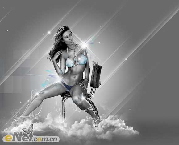 ‘Photoshop将美女图片打造漂亮的灰色星空海报‘