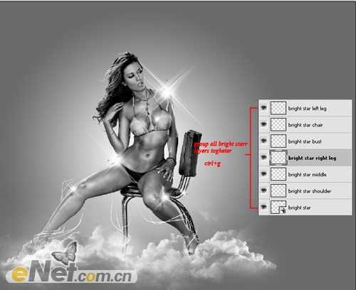 ‘Photoshop将美女图片打造漂亮的灰色星空海报‘