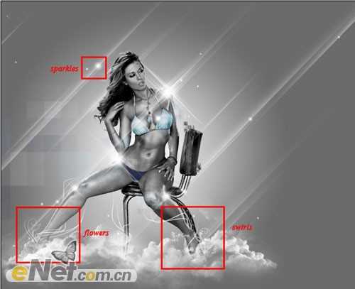 ‘Photoshop将美女图片打造漂亮的灰色星空海报‘
