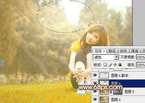 ‘Photoshop将坐在草地上的美女调制出漂亮的秋季阳光色‘