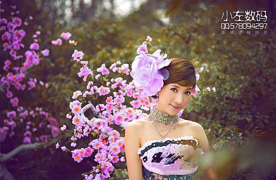 ‘Photoshop将树林婚片打造出漂亮的暖色调‘