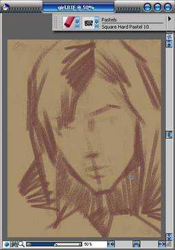 Painter手绘教程：Painter8+Intuos2绘制色调柔和的粉笔素描
