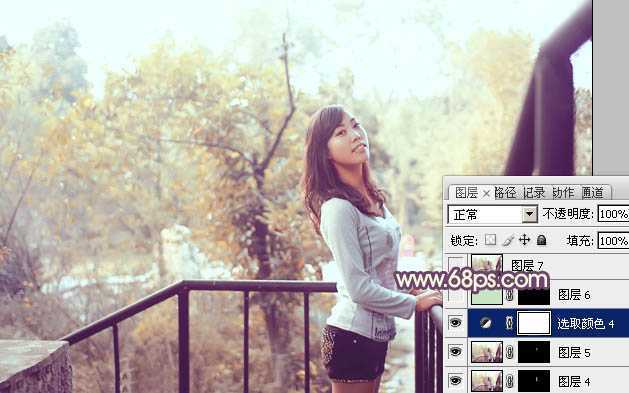 ‘Photoshop将景区人物图片调制出淡淡的蓝黄秋季色‘