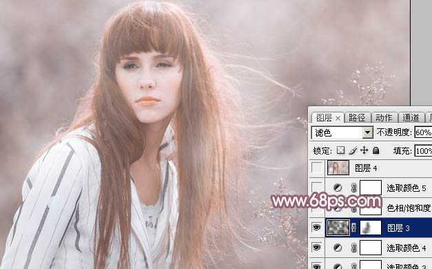‘Photoshop为田园美女调制出唯美的梦幻淡调蓝红色‘