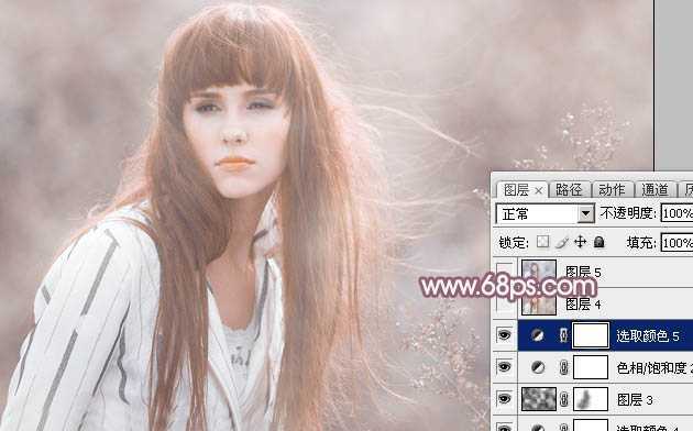 ‘Photoshop为田园美女调制出唯美的梦幻淡调蓝红色‘