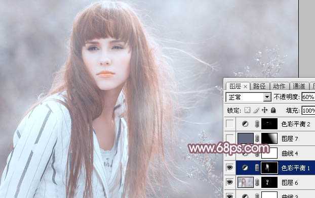 ‘Photoshop为田园美女调制出唯美的梦幻淡调蓝红色‘
