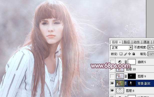 ‘Photoshop为田园美女调制出唯美的梦幻淡调蓝红色‘
