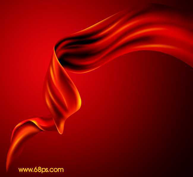 ‘Photoshop设计制作出非常飘逸的红色丝缎‘