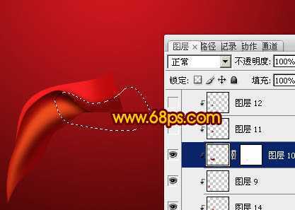 ‘Photoshop设计制作出非常飘逸的红色丝缎‘
