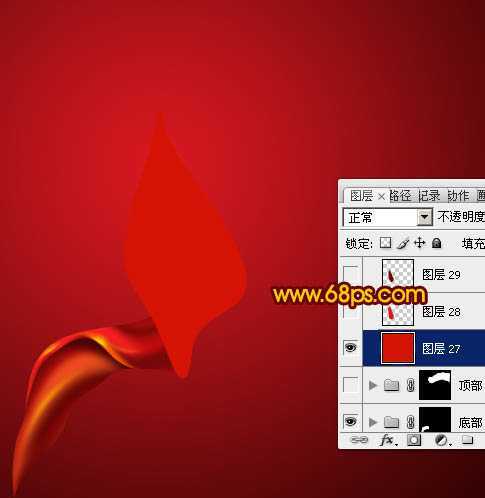 ‘Photoshop设计制作出非常飘逸的红色丝缎‘
