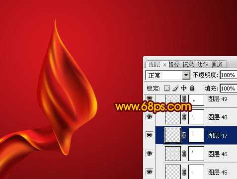 ‘Photoshop设计制作出非常飘逸的红色丝缎‘
