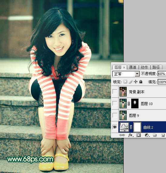 ‘Photoshop将人物图片调出柔美的暗青色‘