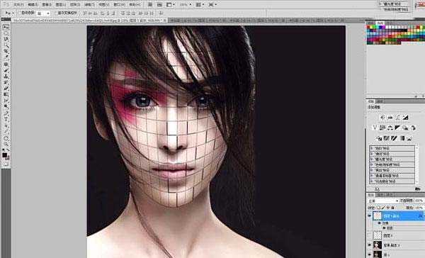 ‘CG美女脸部创意碎片剥落效果PS制作教程‘