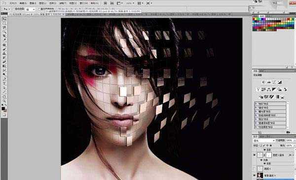 ‘CG美女脸部创意碎片剥落效果PS制作教程‘