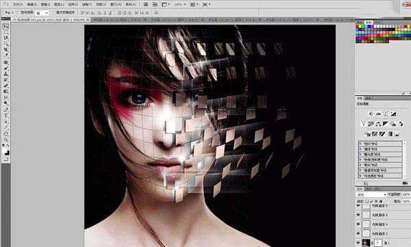 ‘CG美女脸部创意碎片剥落效果PS制作教程‘