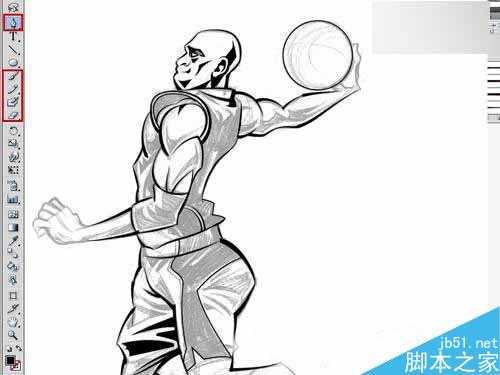 AI绘制扣篮王文森卡特插画 脚本之家 AI实例教程