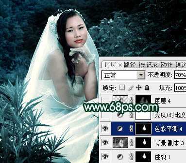 ‘Photoshop将外景婚片打造出柔美的古典暗绿色效果‘