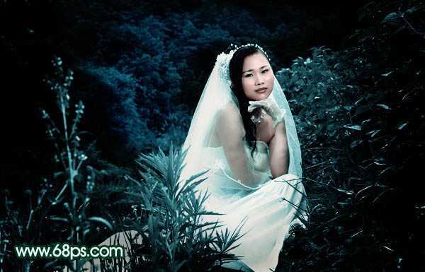 ‘Photoshop将外景婚片打造出柔美的古典暗绿色效果‘