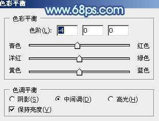 ‘ps利用通道替换为树林中人物调出唯美的蓝红色‘