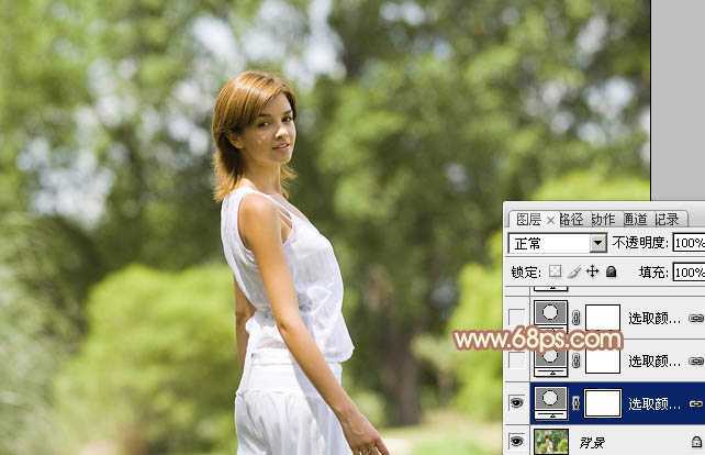 ‘Photoshop将外景人物图片调制出欧美流行的淡调黄褐色‘