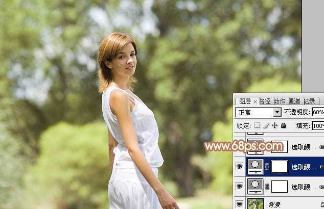 ‘Photoshop将外景人物图片调制出欧美流行的淡调黄褐色‘