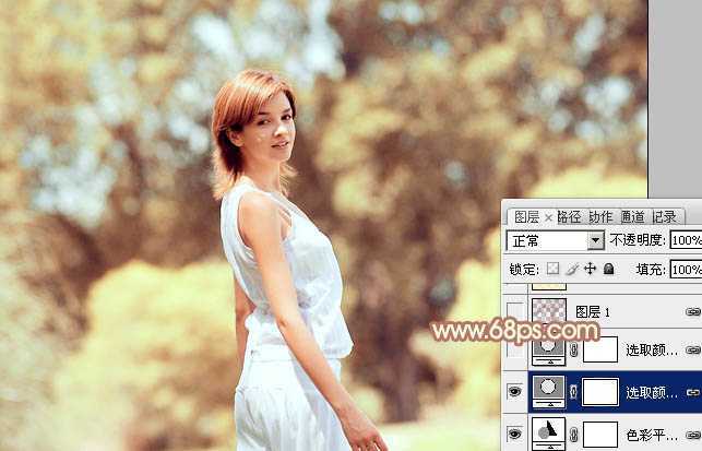‘Photoshop将外景人物图片调制出欧美流行的淡调黄褐色‘