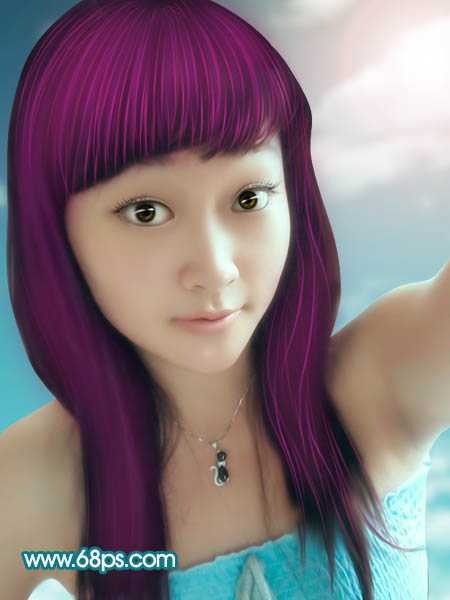‘Photoshop将手机照片转为淡紫色轻手绘效果‘