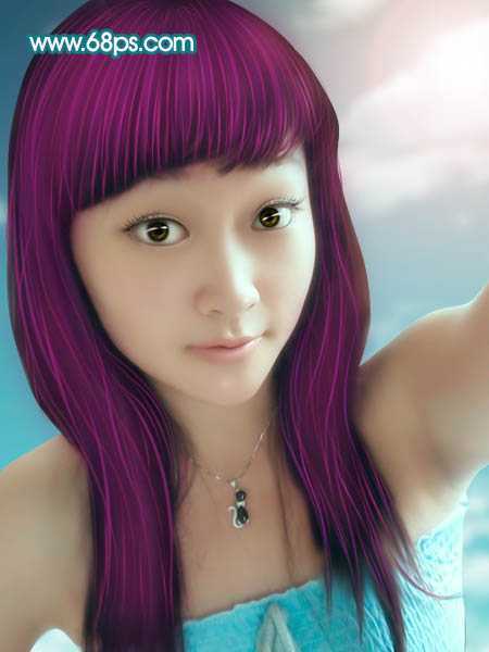 ‘Photoshop将手机照片转为淡紫色轻手绘效果‘