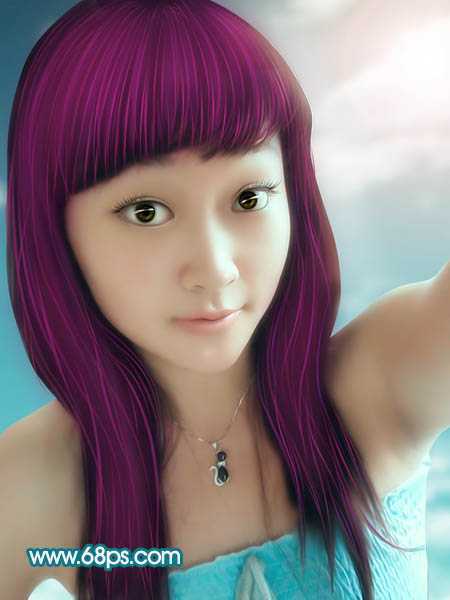 ‘Photoshop将手机照片转为淡紫色轻手绘效果‘
